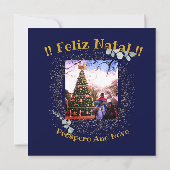 Elegante Feliz Natal e Próspero Ano Português (Frente)