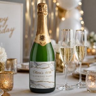 Elegante Festa de Aniversário em Ágata Branco e Do