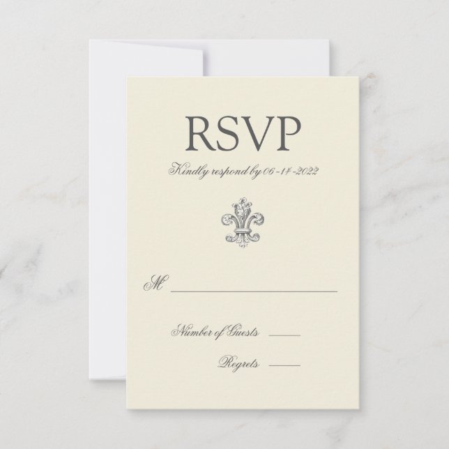 Elegante Fleur de Lis Wedding RSVP (Frente)