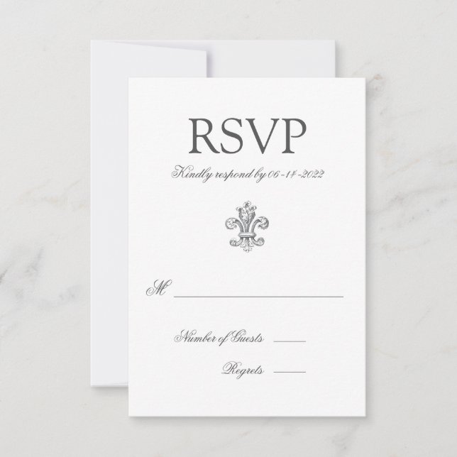Elegante Fleur de Lis Wedding RSVP 2 (Frente)