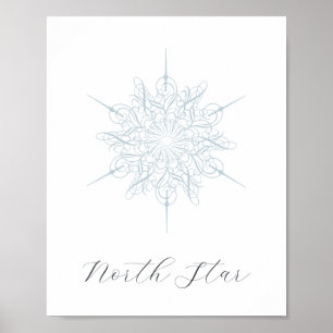 Elegante Floco de Neve Azul de Gelo Poster da Estr