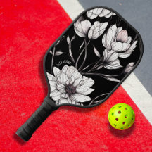 Elegante Flor de Anêmona Nome Personalizado Preto