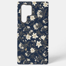 Elegante Flor de Lírio Azul Naval e Dourado