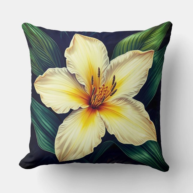 Elegante Flor de Lírio Tropical - Almofada de Arre (Frente)