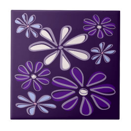 Elegante Flor Doodle Roxo Azul Escuro