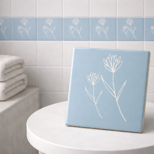 Elegante Flor Simples Azul Poeirento