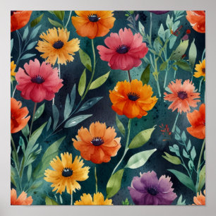 Elegante Floral Art Poster