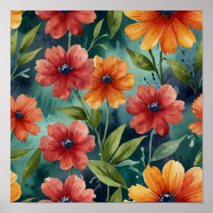 Elegante Floral Art Poster