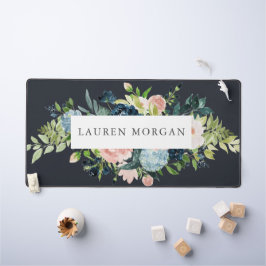 elegante floral azul de meia-noite