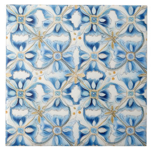 Elegante Floral Azul Mediterrâneo