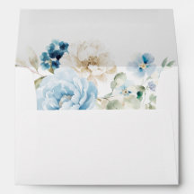 Elegante Floral Azul Poeirento Monograma Crista Ca