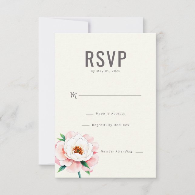 Elegante Floral Bege RSVP (Frente)