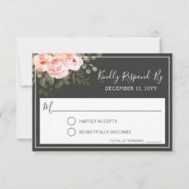 Elegante Floral Blush Pink Invitation RSVP