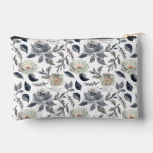Elegante Floral Botânico em Azul Cinza Aguarela Vi