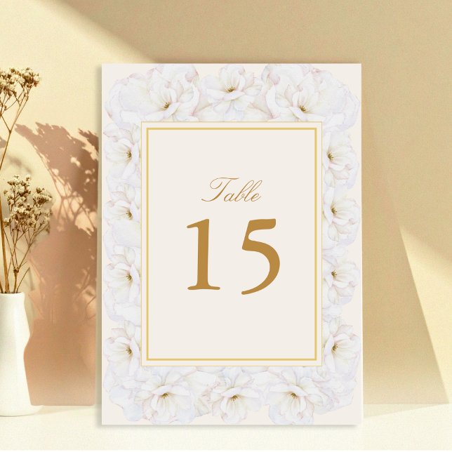 Elegante Floral Branco com Borda Dourada em Marfim (Criador carregado)