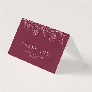 Elegante Floral Burgundy Casamento Dobrado Agradec