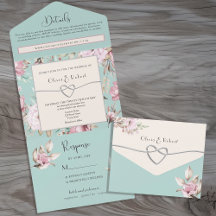 Elegante Floral Casamento Pastel Rosa e Azul
