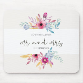 Elegante Floral Casamento Sr. e Sra. | Mousepad