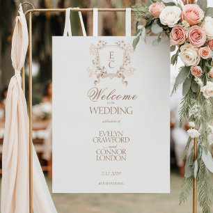 Elegante Floral Crest Boas-vindas Poster