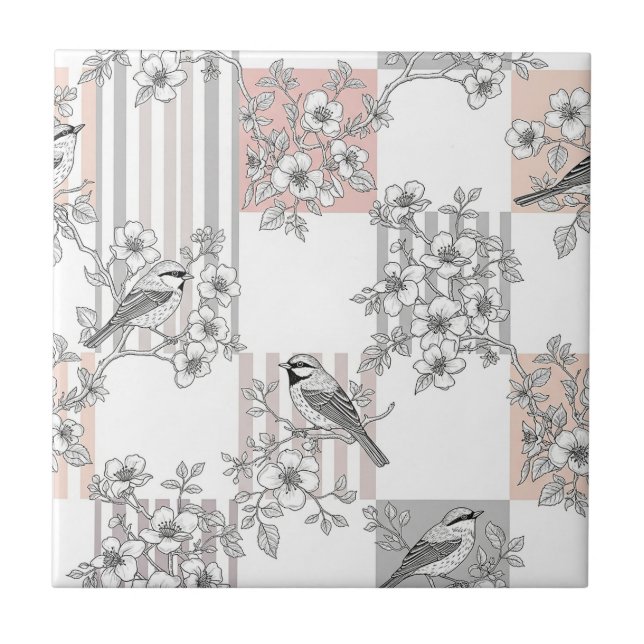 Elegante Floral de Listra de Pêssego (9) (Frente)