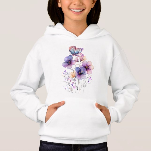 Elegante Floral de Primavera Roxa & Borboleta   (Frente)