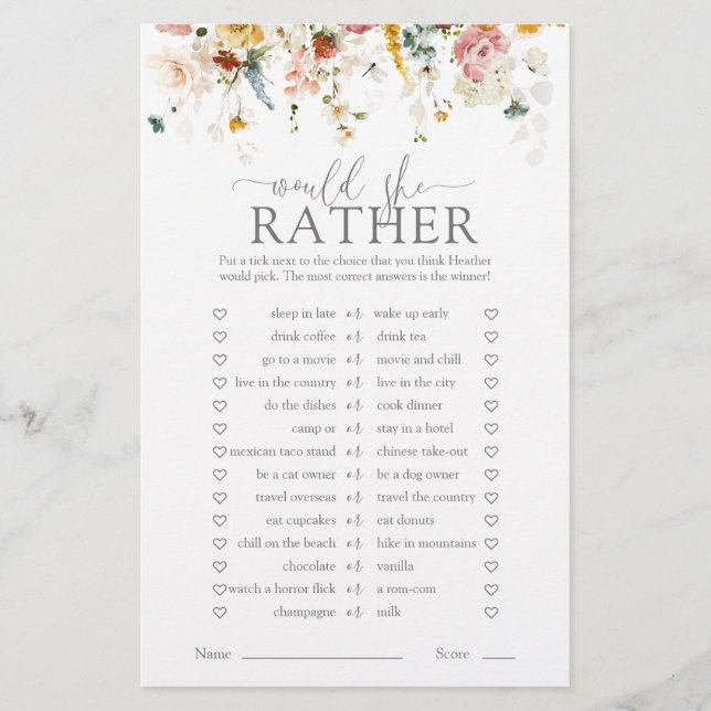 Elegante Floral Ela Iria Preferencialmente Jogo De (Frente)