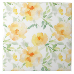 Elegante floral em aquarela amarelo pêssego laranj