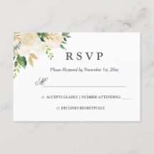 Elegante Floral em Aquarela Dourada RSVP de Casame