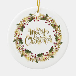 Elegante Floral Feliz Natal | Ornamento