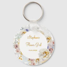 Elegante Floral Flower Girl Gift Chaveiro