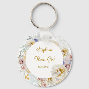 Elegante Floral Flower Girl Gift Chaveiro