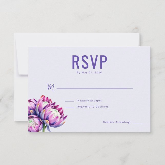 Elegante Floral Lavanda RSVP (Frente)