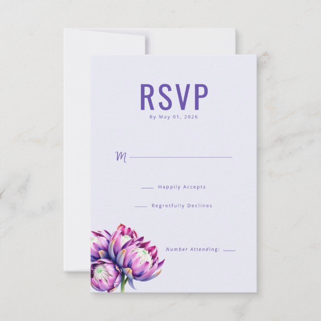Elegante Floral Lavanda RSVP (Frente)