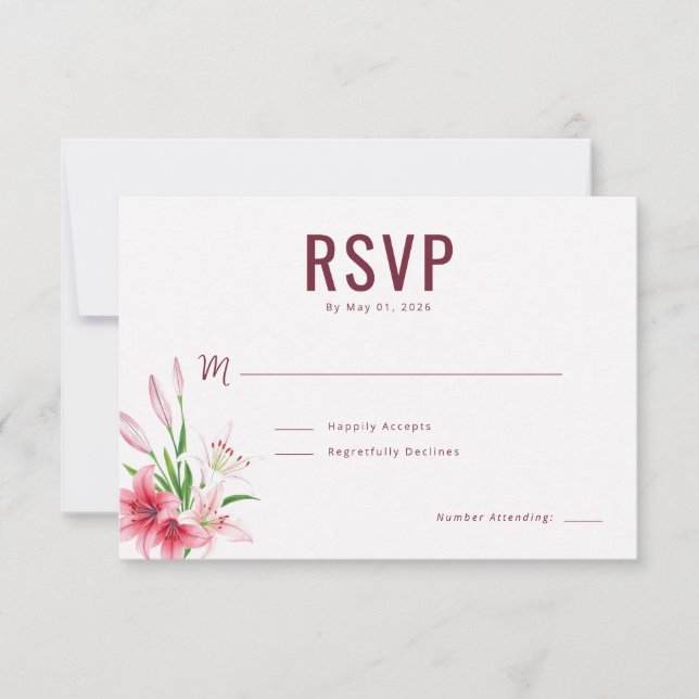 Elegante Floral Marrom RSVP (Frente)