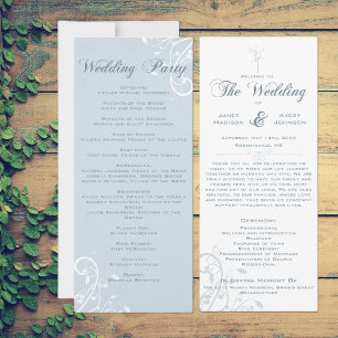 Elegante Floral Pale Blue Weding Program