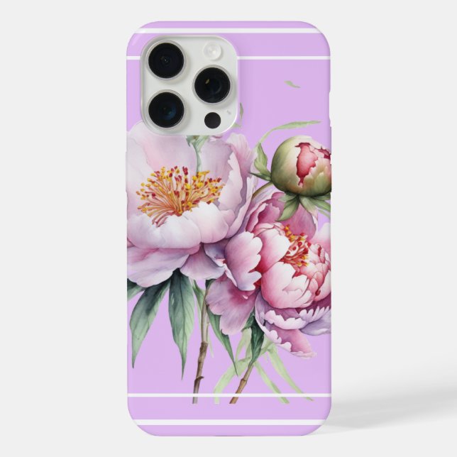 Elegante Floral Peony iPhone15 Pro MaxCase - Lilac (Verso)