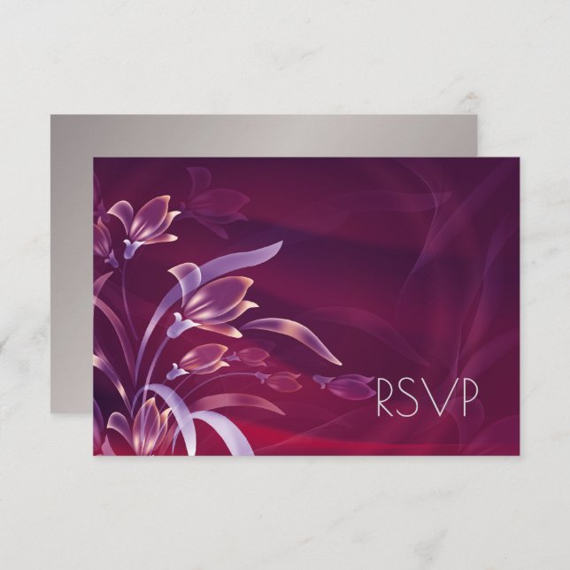 Elegante Floral | Placa RSVP Design Silver (Frente/Verso)