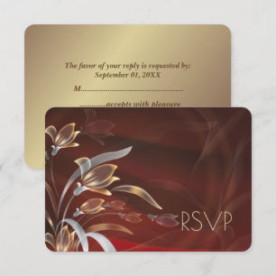 Elegante Floral Placas RSVP Design Douradas