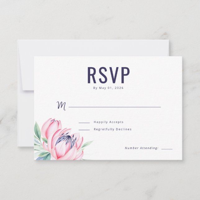 Elegante Floral Rosa RSVP (Frente)