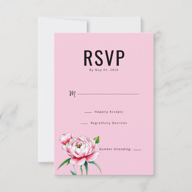Elegante Floral Rosa RSVP (Frente)