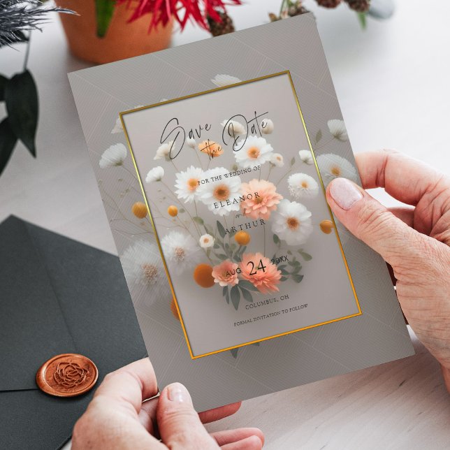 Elegante Floral Salvar Data - Convite de Casamento (Elegant Floral Save the Date - Wedding Invitation)