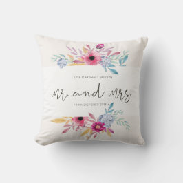 Elegante Floral Sr e Sra Casamento | Almofada de A