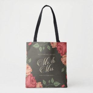 Elegante Floral Sr. & Sra. Wedding Tote Bag