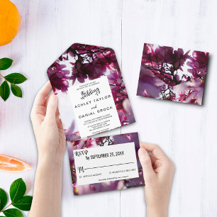 Elegante floral Todos em Um Convite de casamento