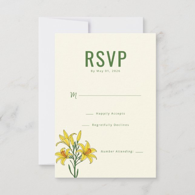 Elegante Floral Verde RSVP (Frente)