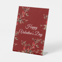 Elegante Floral Vermelho Feliz Dia dos Namorados 