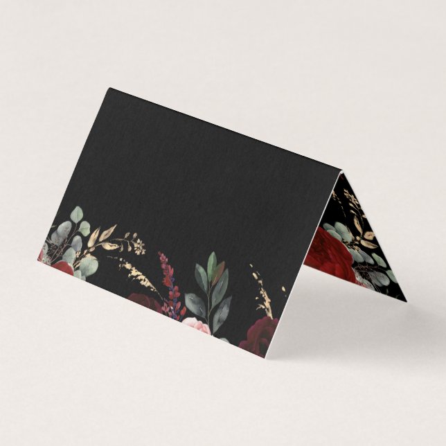 Elegante Floral Vermelho Negro e Borgonha (Frente)