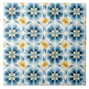 Elegante Floral Vintage Azul