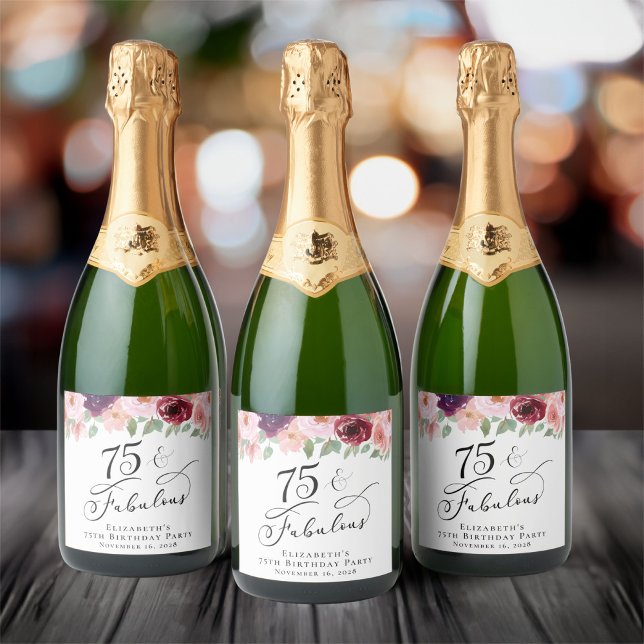 Elegante Floral Watercolor 75ª Festa de aniversári (Criador carregado)