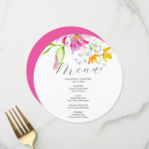 Elegante Floral Wedes Menus Rosa